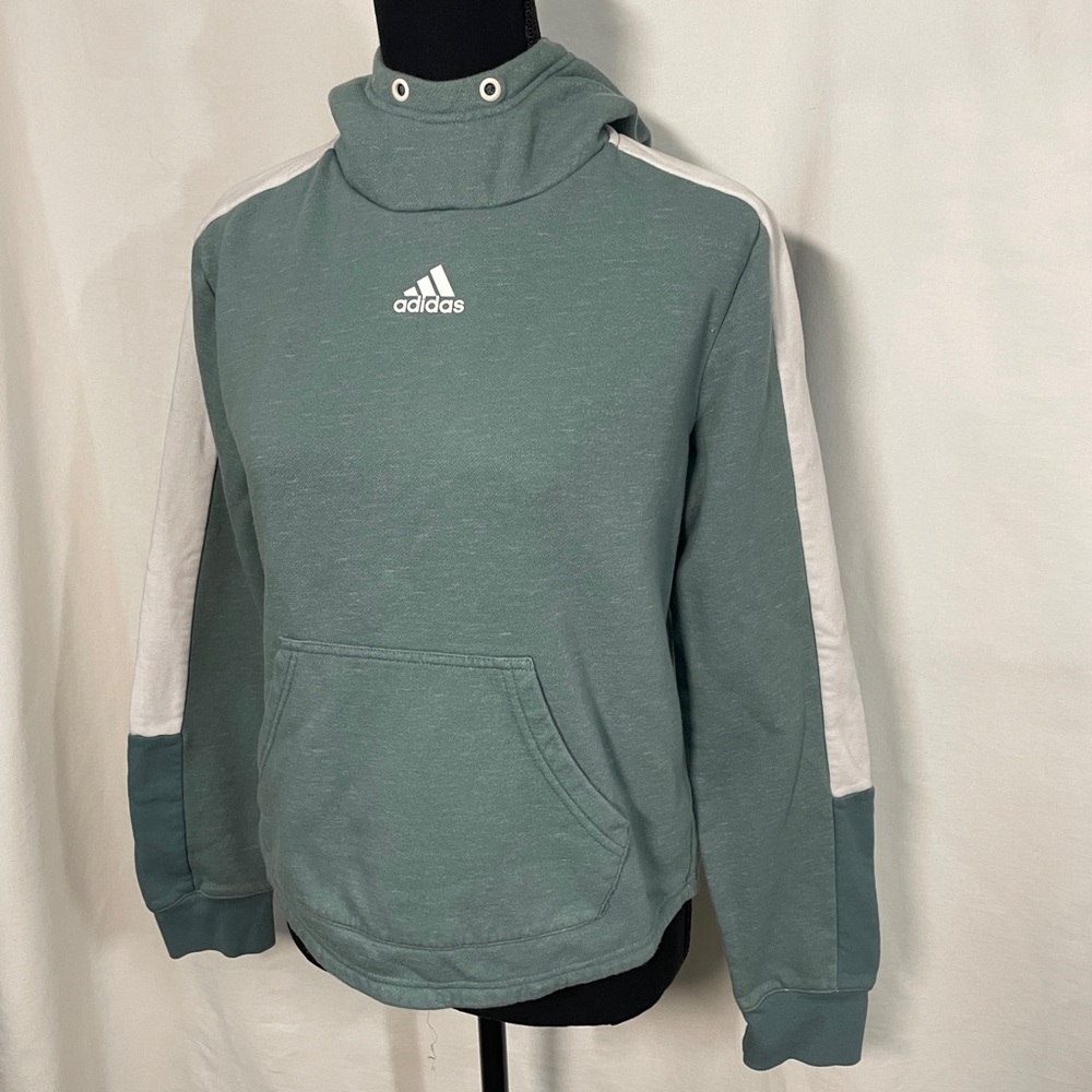 ADIDAS XS turquoise/green/blue turtle neck sweatshirt hoodie